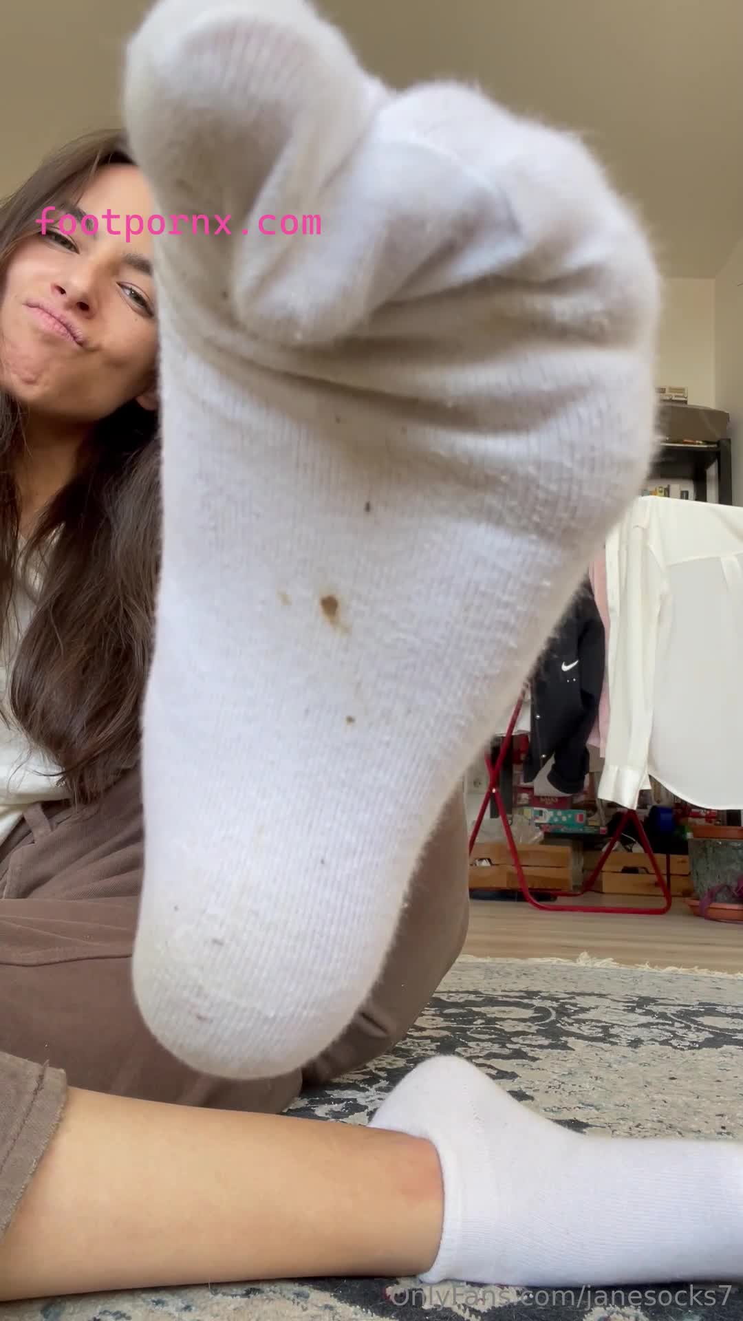 janesocks7 cute white girl sock tease 7